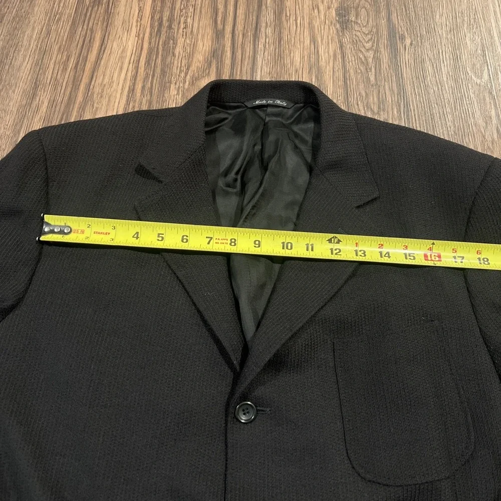 Canali Proposta Sport Coat Blazer Jacket 56L EU Waffle Knit Pure Wool In Black